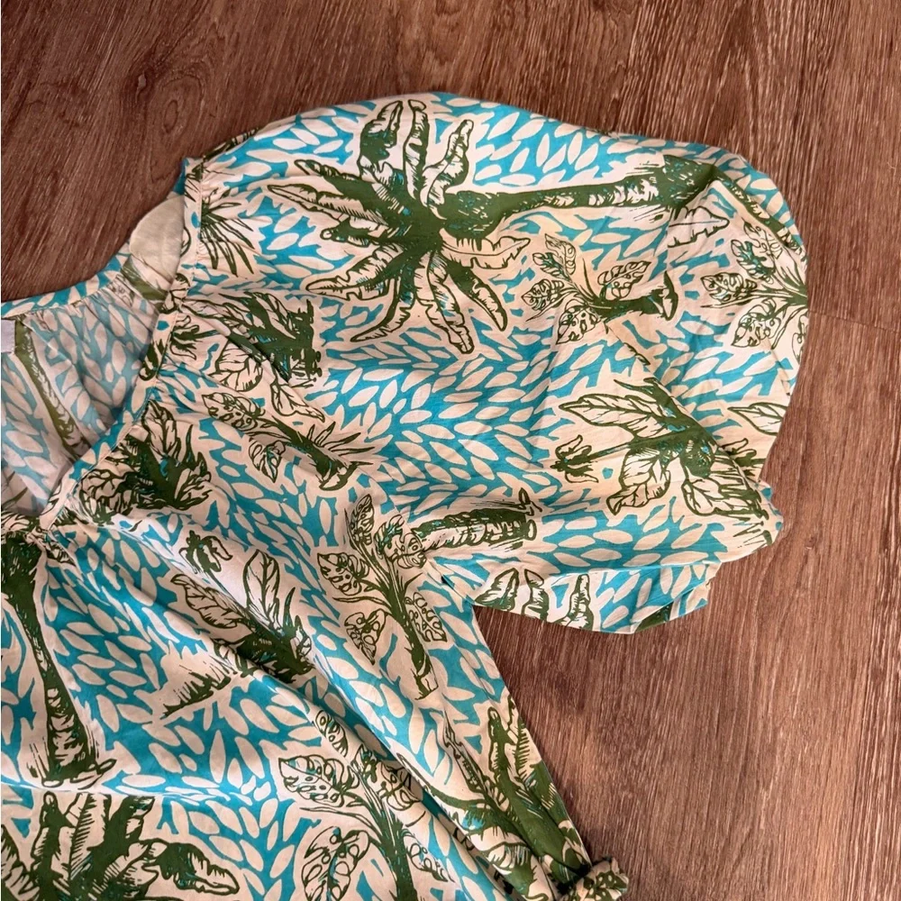 OLIVIA JAMES Green Penny Island Palm Patterned Midi Dress size XS - Picture 10 of 11